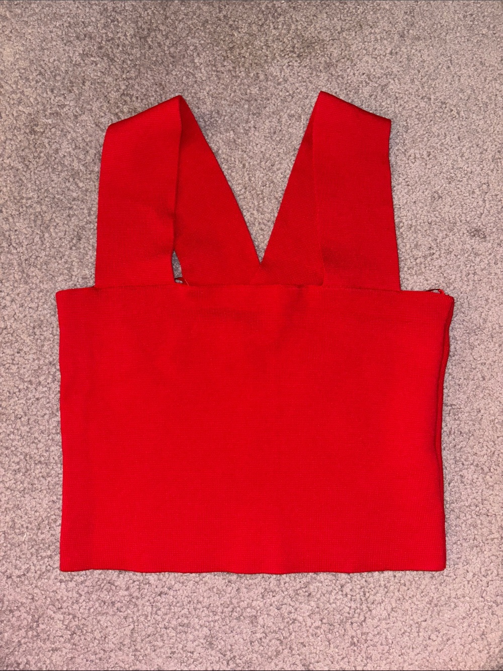 Sleeveless Red V-Strap Crop Top